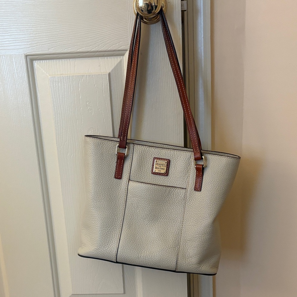 Dooney & Bourke Cream and Brown Tote Bag